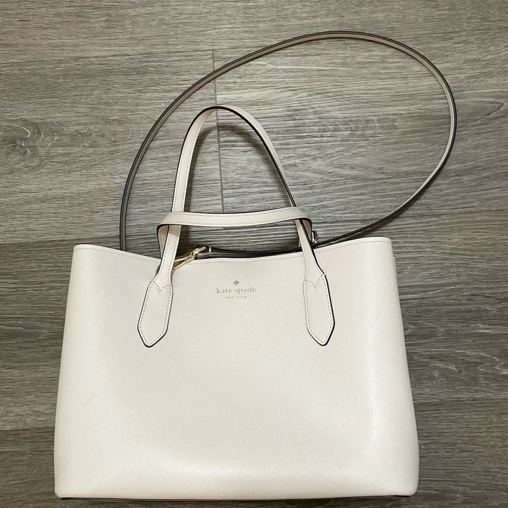 Kate Spade Harper Cream White Satchel with crossbody strap